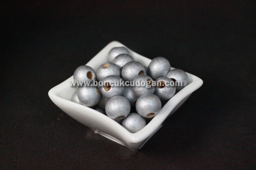 YUVARLAK TAHTA BONCUK 12MM YUVARLAK NORMAL Gümüş