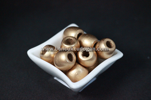 YUVARLAK TAHTA BONCUK 16MM X 17MM YUVARLAK Fosforlu Altın
