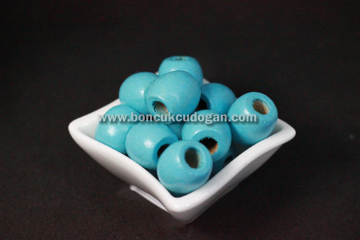 YUVARLAK TAHTA BONCUK 16MM X 17MM YUVARLAK Fosforlu Bebek Mavisi