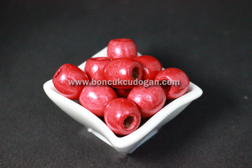 YUVARLAK TAHTA BONCUK 16MM X 17MM YUVARLAK Kırmızı