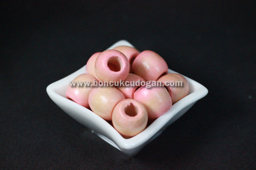 YUVARLAK TAHTA BONCUK 16MM X 17MM YUVARLAK Pembe