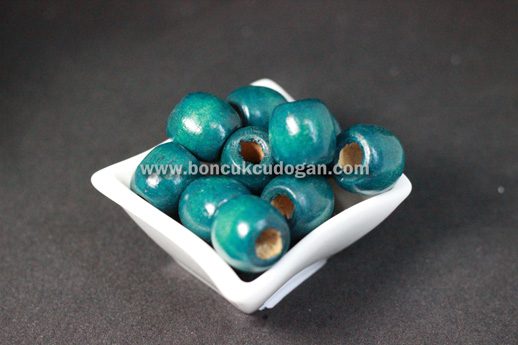 YUVARLAK TAHTA BONCUK 16MM X 17MM YUVARLAK Petrol Yeşili